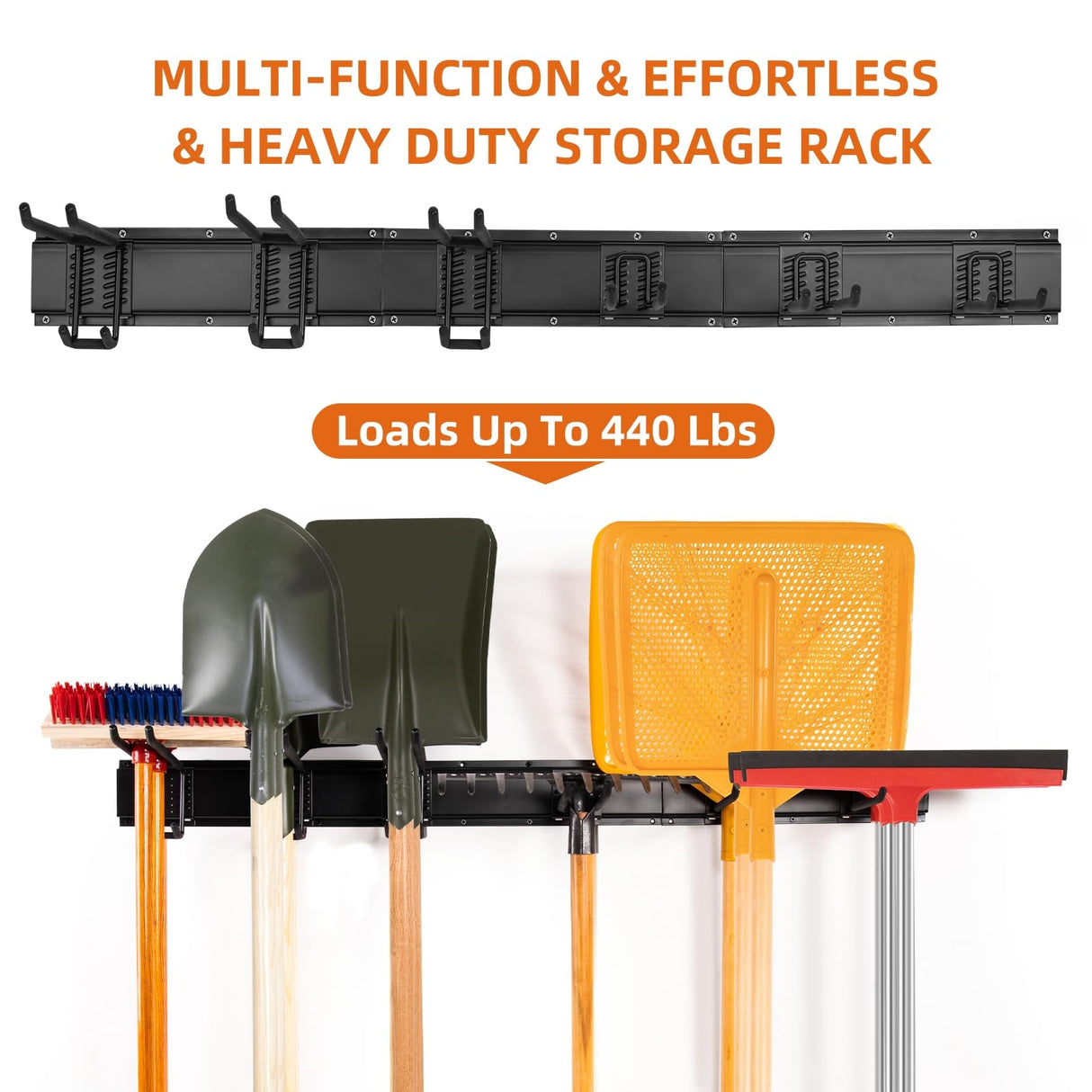 Awrob Paqa Garden Tool Organizer, Garage Storage, Garage Organization - Garage Tool Organizer Wall Mount 48 Inches, Max 440lbs Adjustable Garage Hooks for Hanging Awrob Paqa