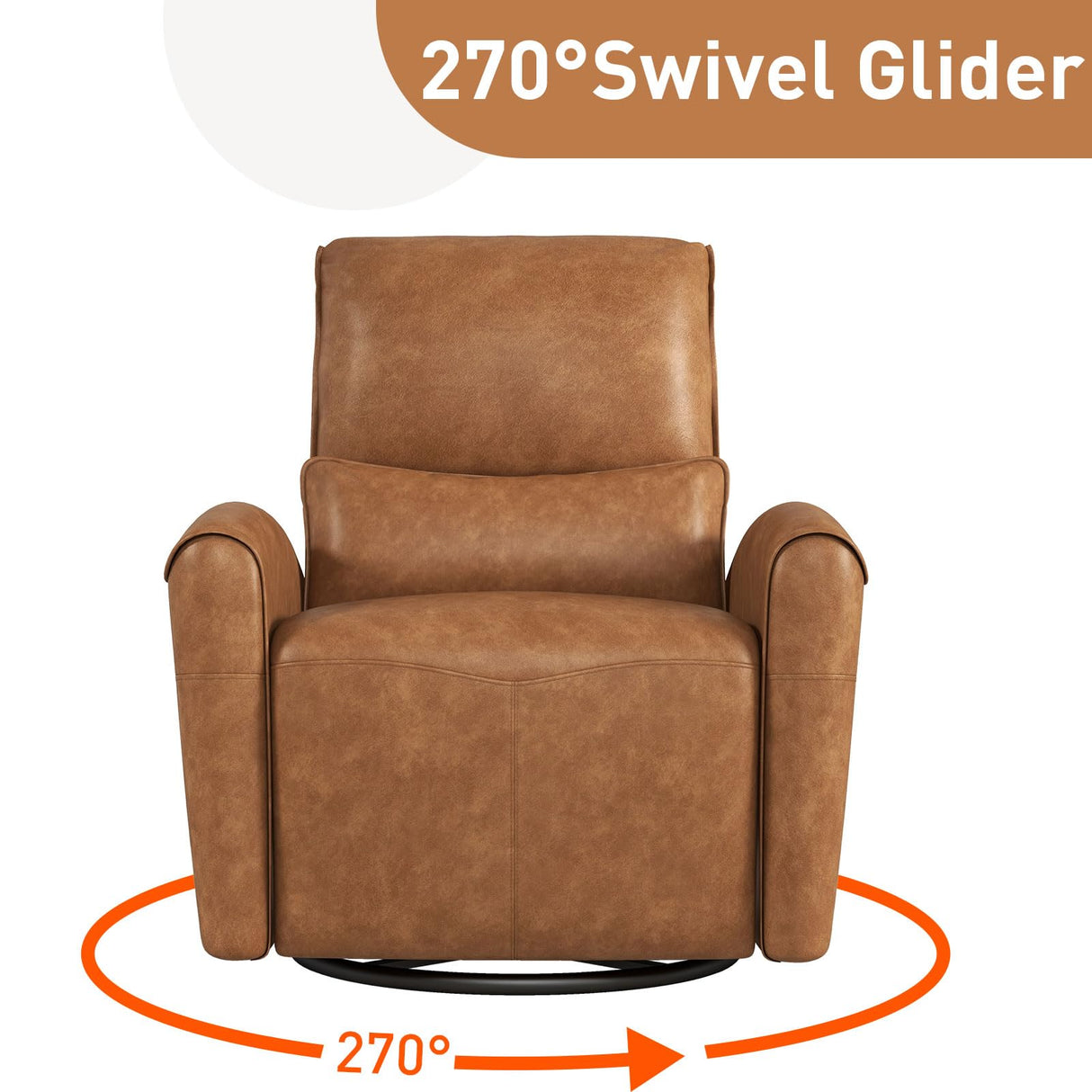 Bonzy Home Power Swivel Rocker Recliner Chair with USB Port, 23.2" Wide Seat, Fixed Lumbar Support, Upholstered Glider Chair for Nursery Living Room, Brown Bonzy Home
