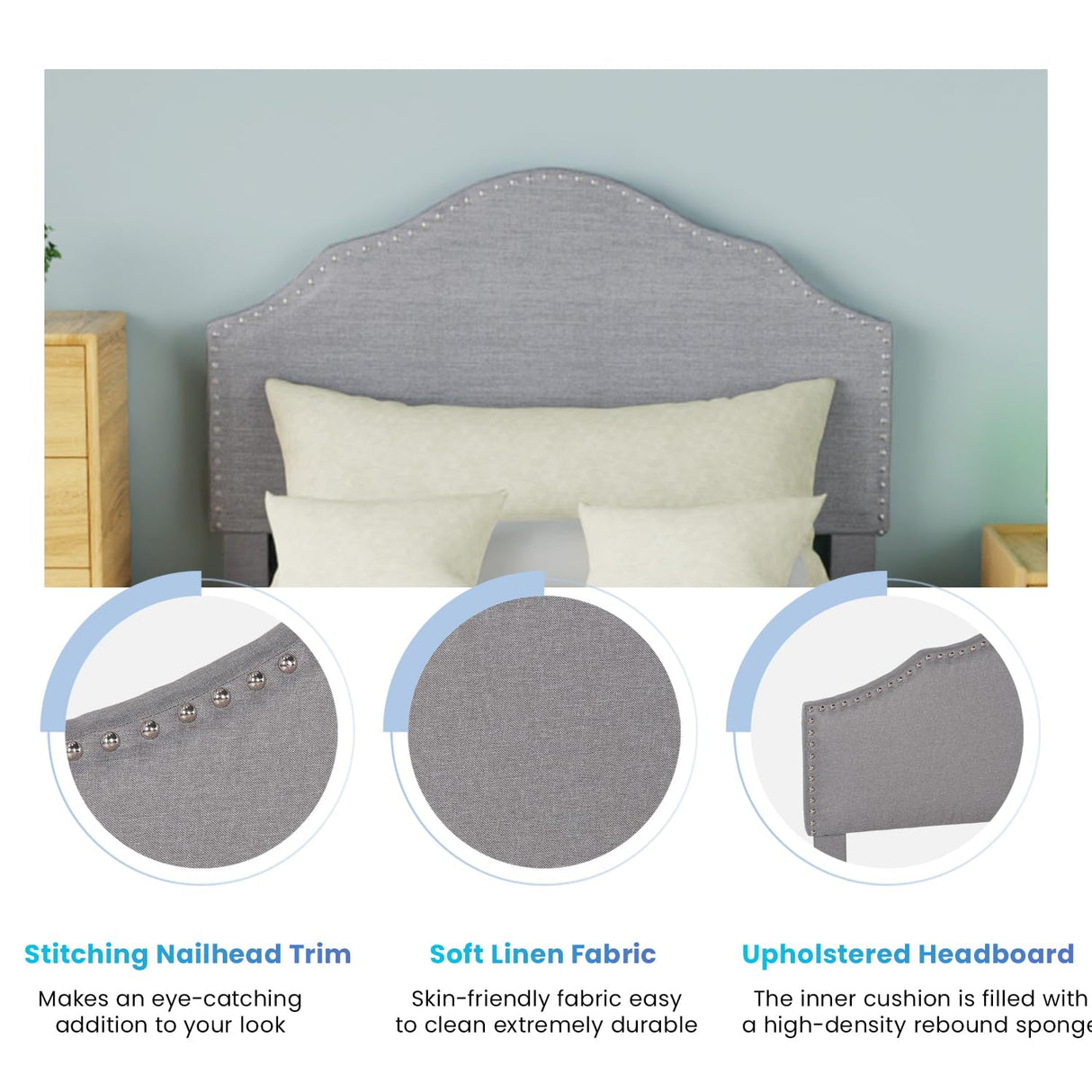 PayLessHere Upholstered Twin Platform Bed Frame Mattress Foundation with Fabric Headboard and Wooden Slats Support, Fully Upholstered No Box Spring Needed Non-Slip and Noise-Free PayLessHere