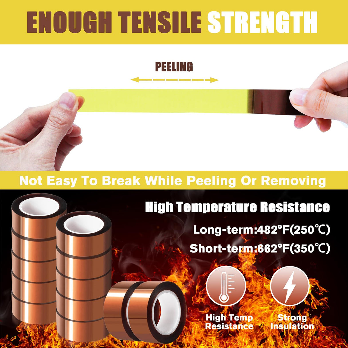 MEBMIK 12 Rolls 20mm x16m(52FT) Heat Tape High Temperature Heat Resistant Tape Heat Transfer Tape for Heat Sublimation Press Vinyl,No Residue MEBMIK