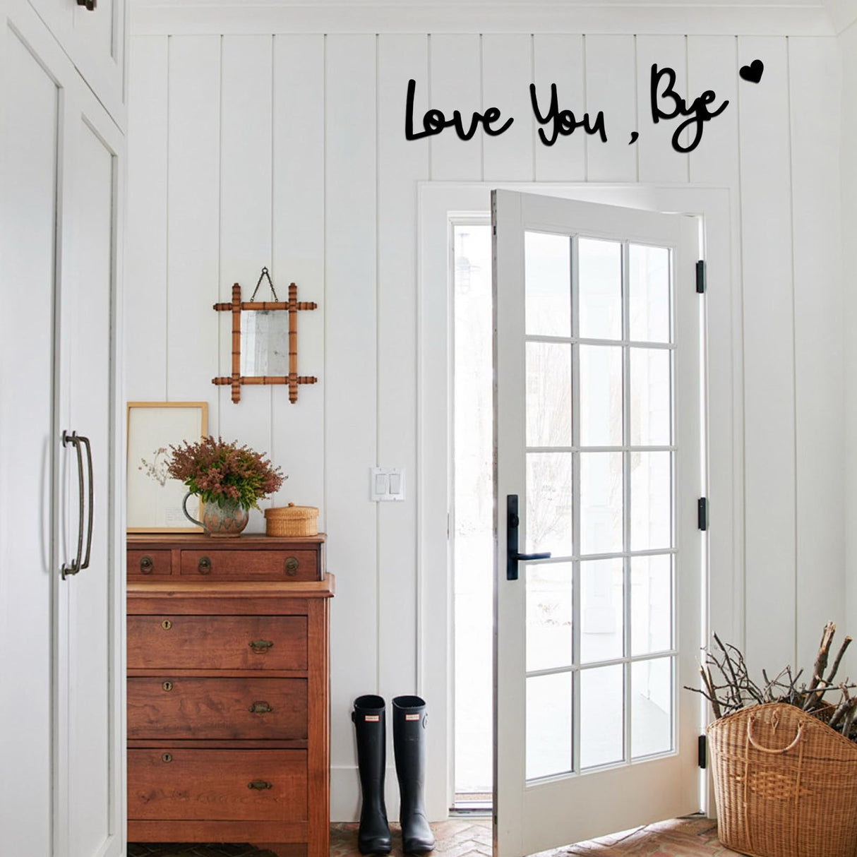 Wooden Love You Bye Sign Home Decor - Boho Farmhouse Wall Art Decor for Stylish Living Room, Hallway Entryway, Wall Decor Door Sign Gift for Your Family Lovers WoodArtSupply