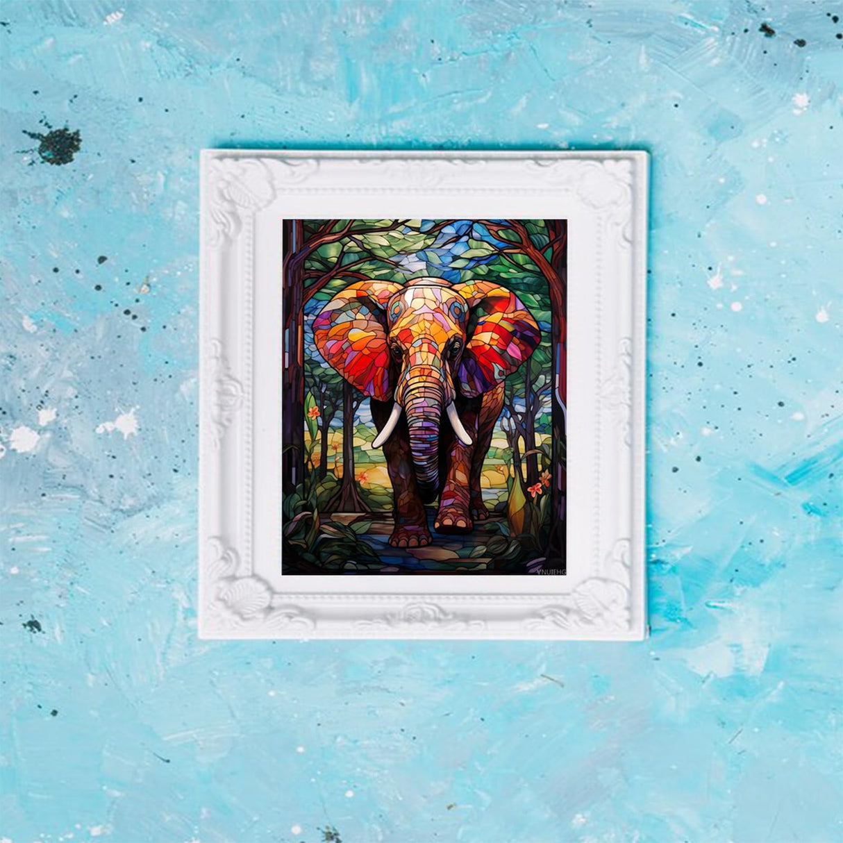 VNUIEHG Paint by Number for Adults Canvas Kit, Stained Glass Window Animal Elephant, Paint by Numbers Kits on Canvas, Art Craft Painting Kits Gifts for Home Decor, 40x50cm VNUIEHG