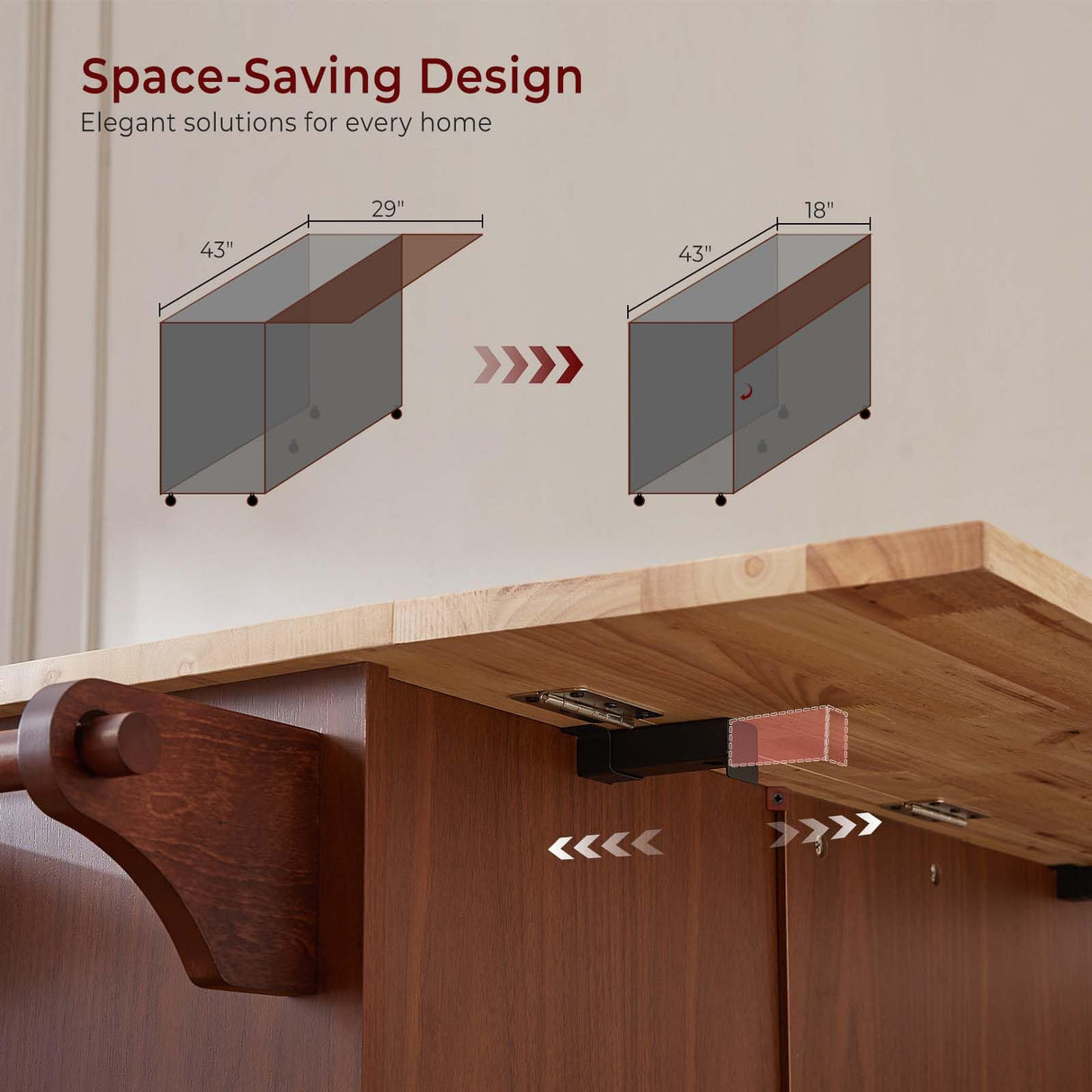 Lyromix Walnut 54" Rolling Kitchen Island Cart with Storage, Large Kitchen Cart with Folding Drop Leaf Breakfast Bar, Wood Island Table for Kitchen with 3 Drawers and Spice Rack & Towel Rack, Brown Lyromix