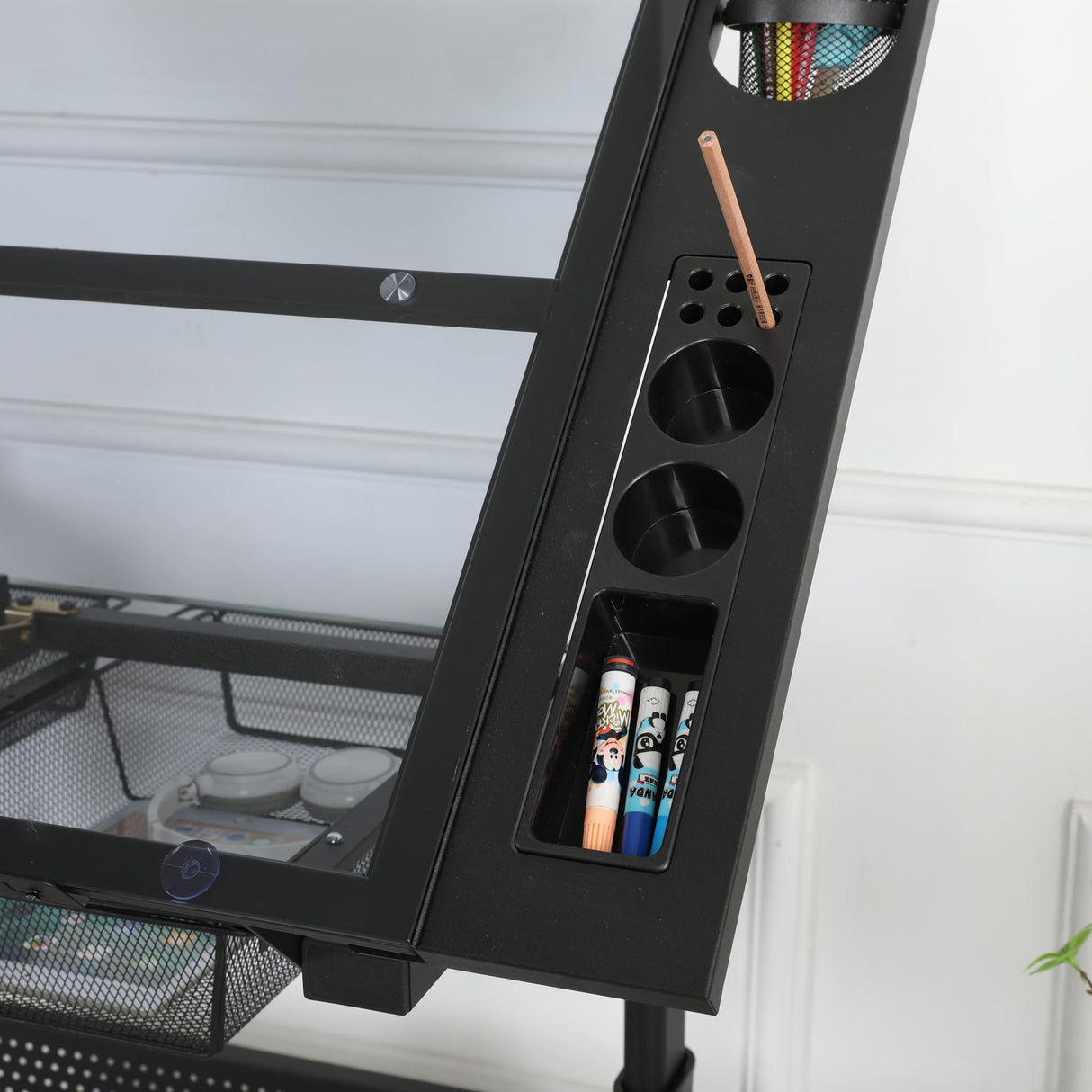 Landpink Adjustable Drafting Table Art Desk – Drawing Desk Glass Art Drawing Table Artist Desk Crafts Table - Upgraded (Black) Landpink