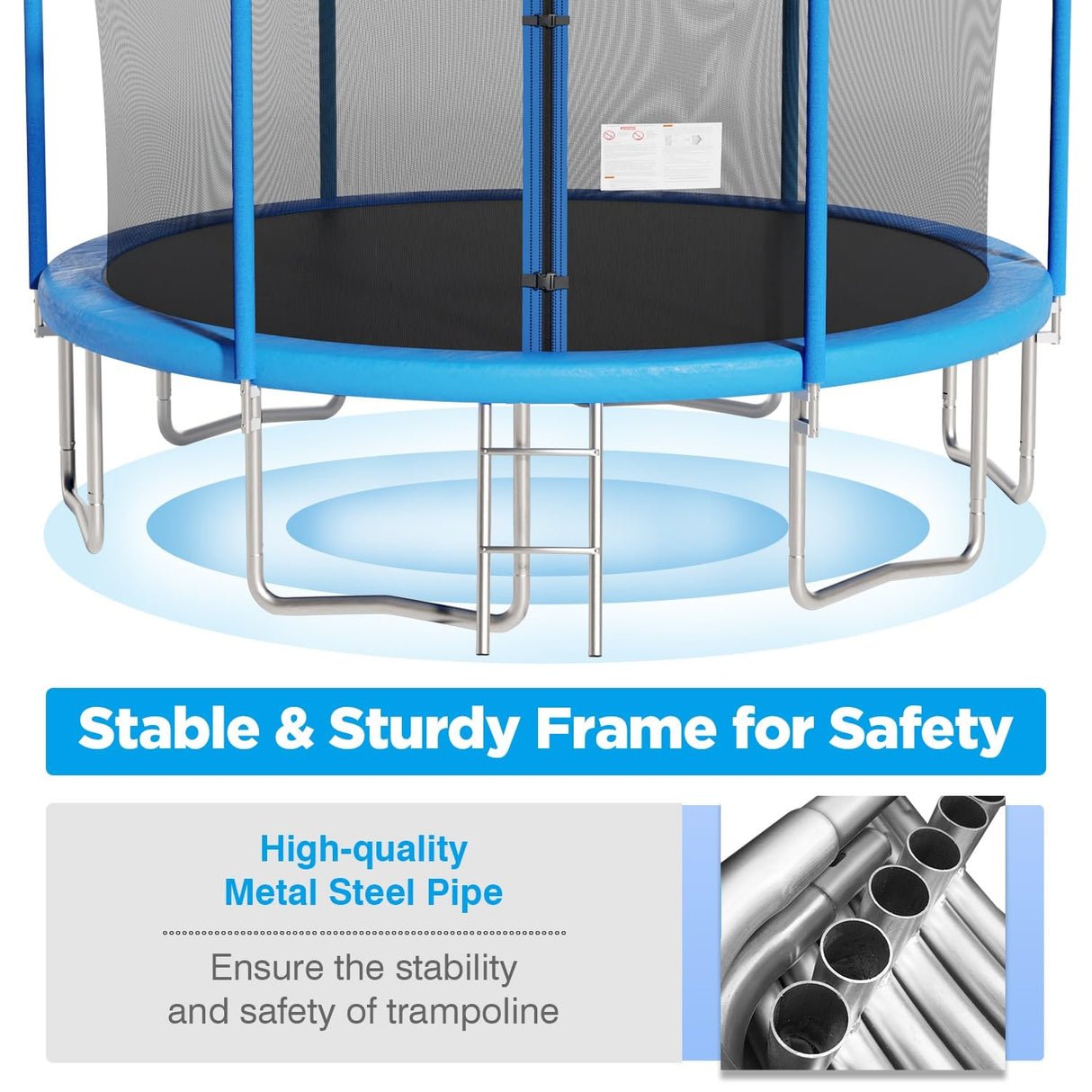 PayLessHere Trampoline 8FT 10FT 12FT 14FT Trampoline with Enclosure ASTM Approved-Combo Bounce Exercise Trampoline PVC Spring Cover Padding for Kids and Adults (Blue, 14FT) PayLessHere