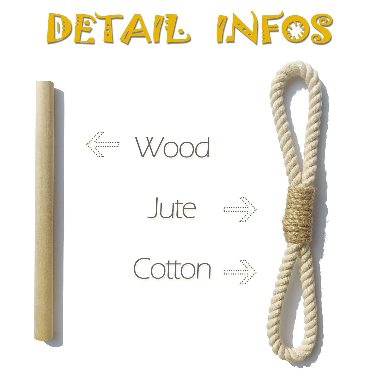 Curtain Holdbacks Boho Tiebacks for Drapes, Farmhouse Jute Rope Cotton Tie Backs with Rustic Wood Club, Curtain Accessories Holders for Indoor Outdoor Use, Set of 4 WARMTONE