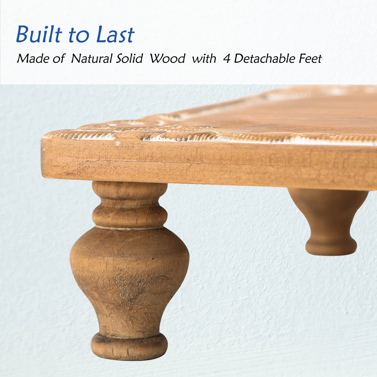 NIKKY HOME Farmhouse Risers Display Stands, Rustic Wood Pedestal Decorative Tray, Centerpiece Decor for Coffee Bar Table, Kitchen Counter, Dining Room NIKKY HOME