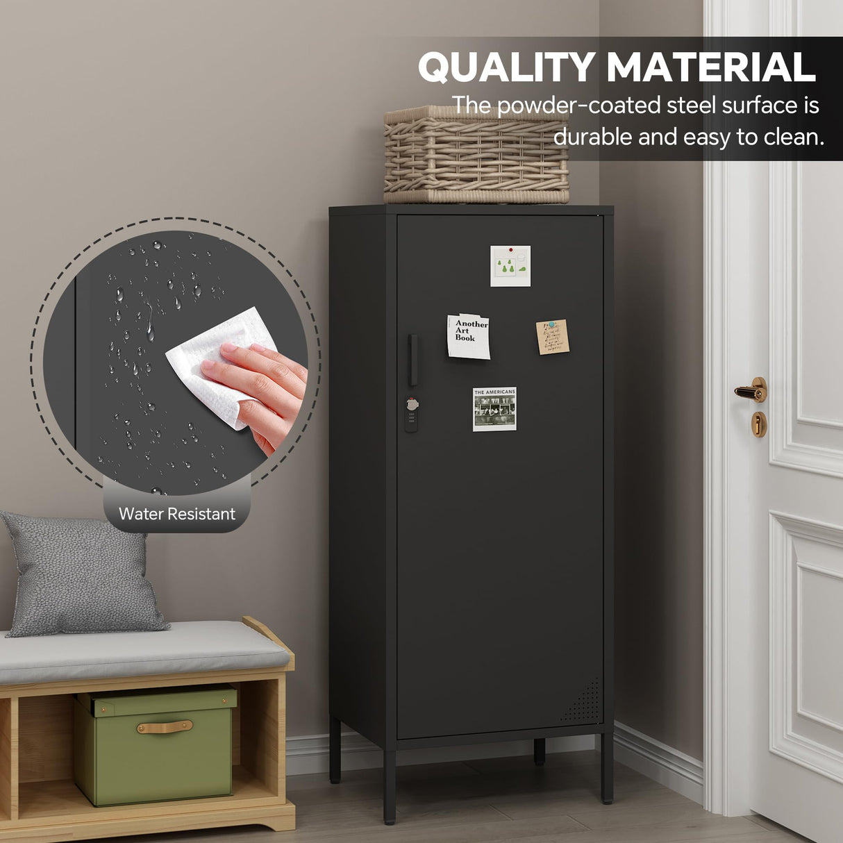 Steehoom Metal Locker Lockable Bathroom Storage Cabinet Black 4 Tier Employee Lockers for Home, School, Office, Garage (Black, H49.21'') Steehoom