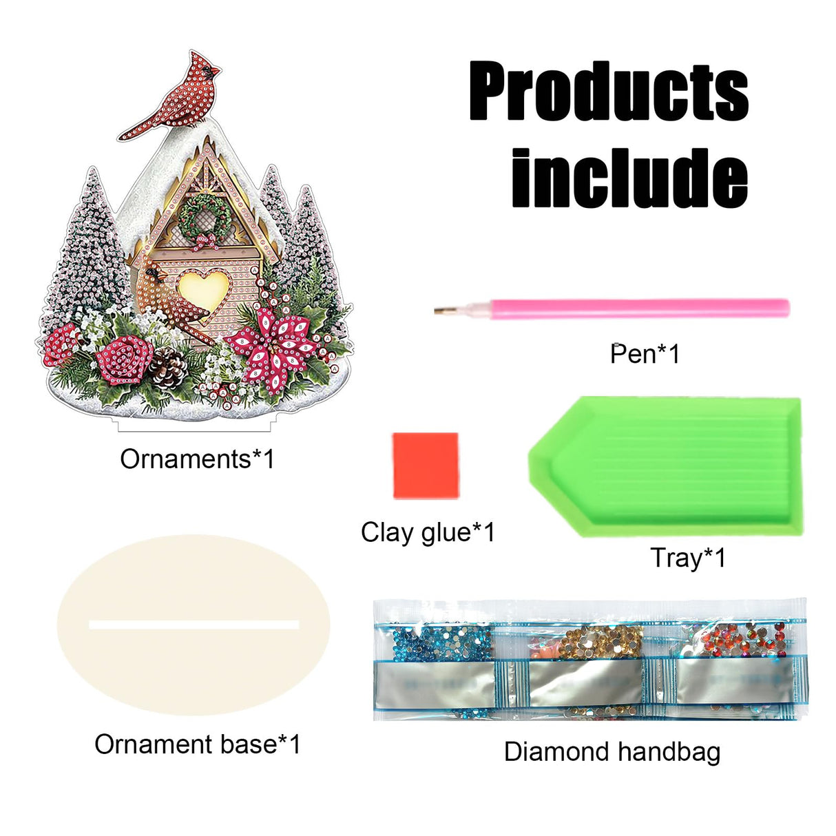 MVVMTOP Diamond Art Painting Tabletop Decoration, DIY Christmas Bird's Nest 5D Special Shaped Artificial Diamond Christmas Decorations by Number Mosaic Arts Crafts for Home Office Tabletop Decor Gift MVVMTOP