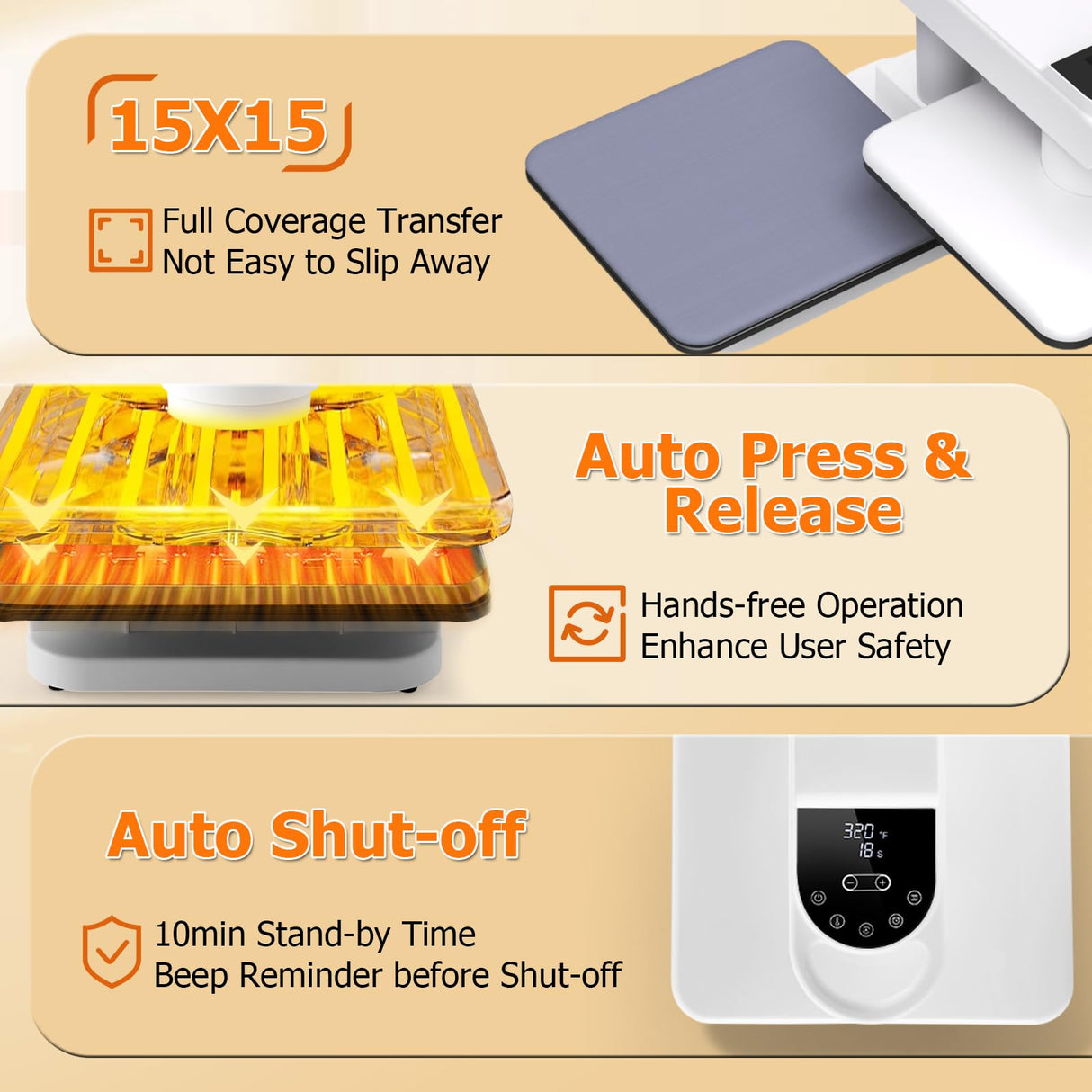 AKEYDIY New 15x15 Swivel Auto Heat Press Machine for T-Shirts, 360° Swing Away Heat Press with Auto Press Release, Heat Up Fast (One-Workstation) AKEYDIY