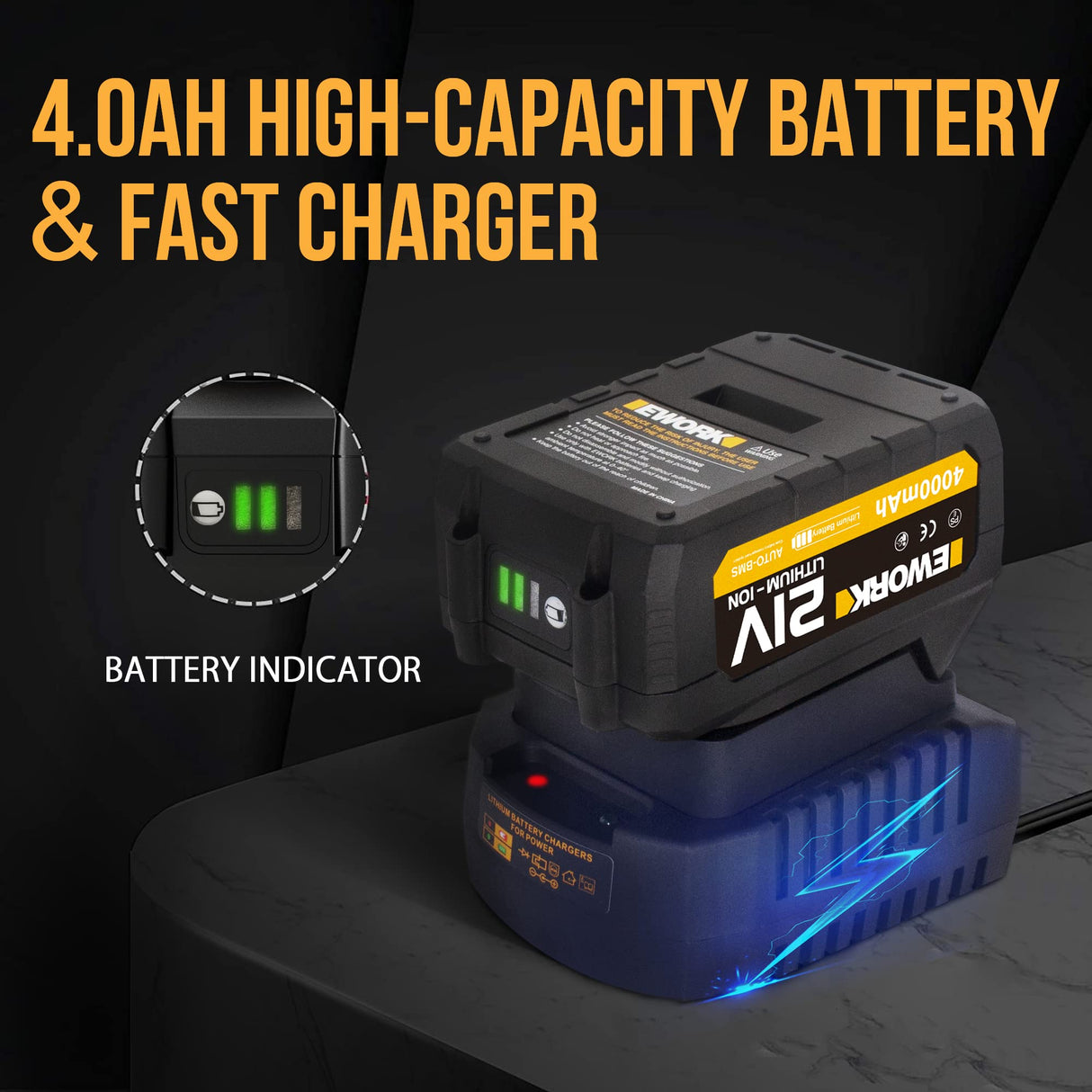 EWORK Cordless Impact Wrench 1/2 inch 21V Brushless High Torque Impact Gun Max 700 Ft-lbs Power Impact Wrenches with 4.0Ah Li-ion Battery, Fast Charger, 5 Sockets, Tool Bag (RB-810) EWORK