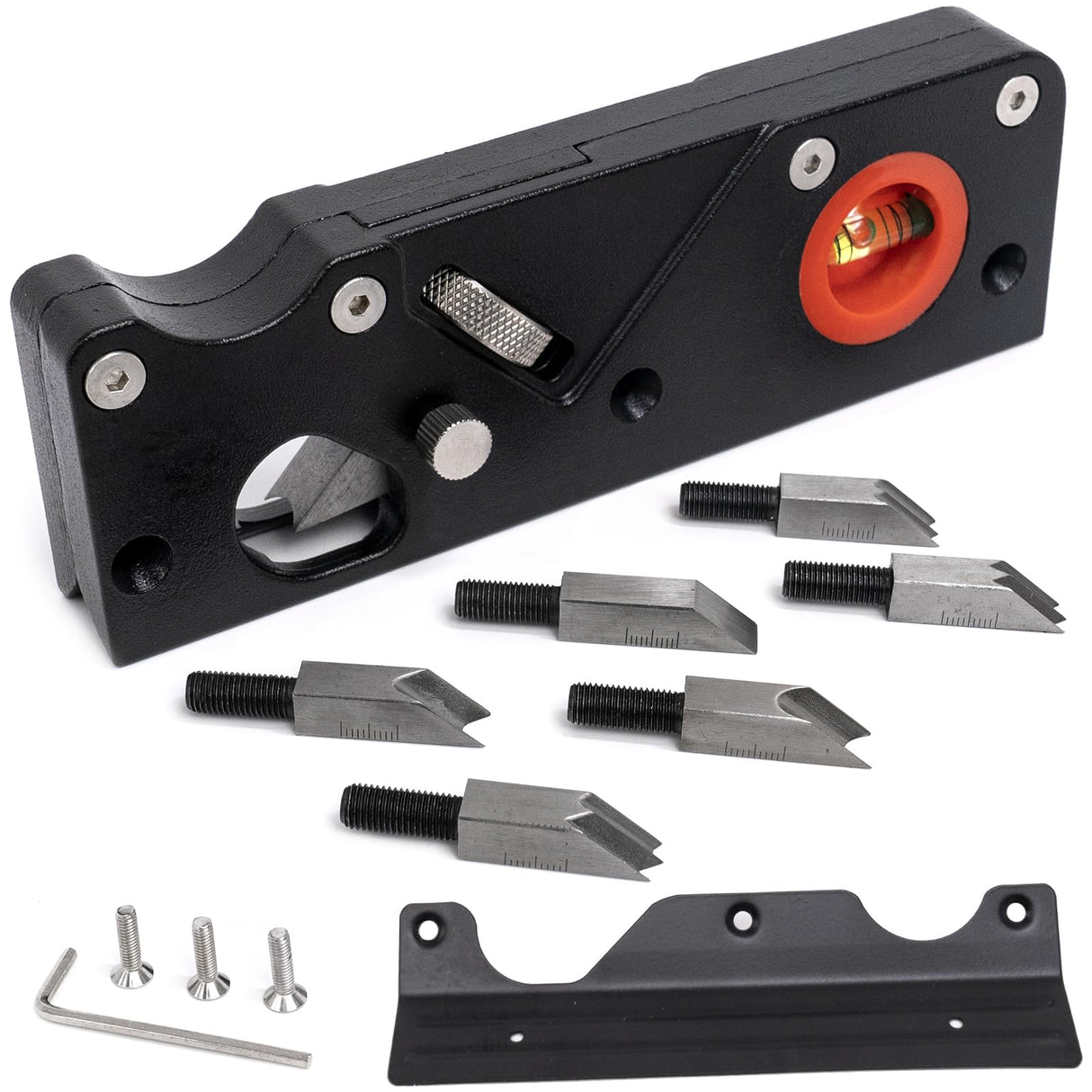 ZiBeiLe Chamfer Plane, Handheld Planers with Auxiliary Locator and 7 Blades, Woodworking Hand Planer Suitable for Quick Edge Trimming of Wood, Black, ZBD-0BA-QQK764 ZiBeiLe