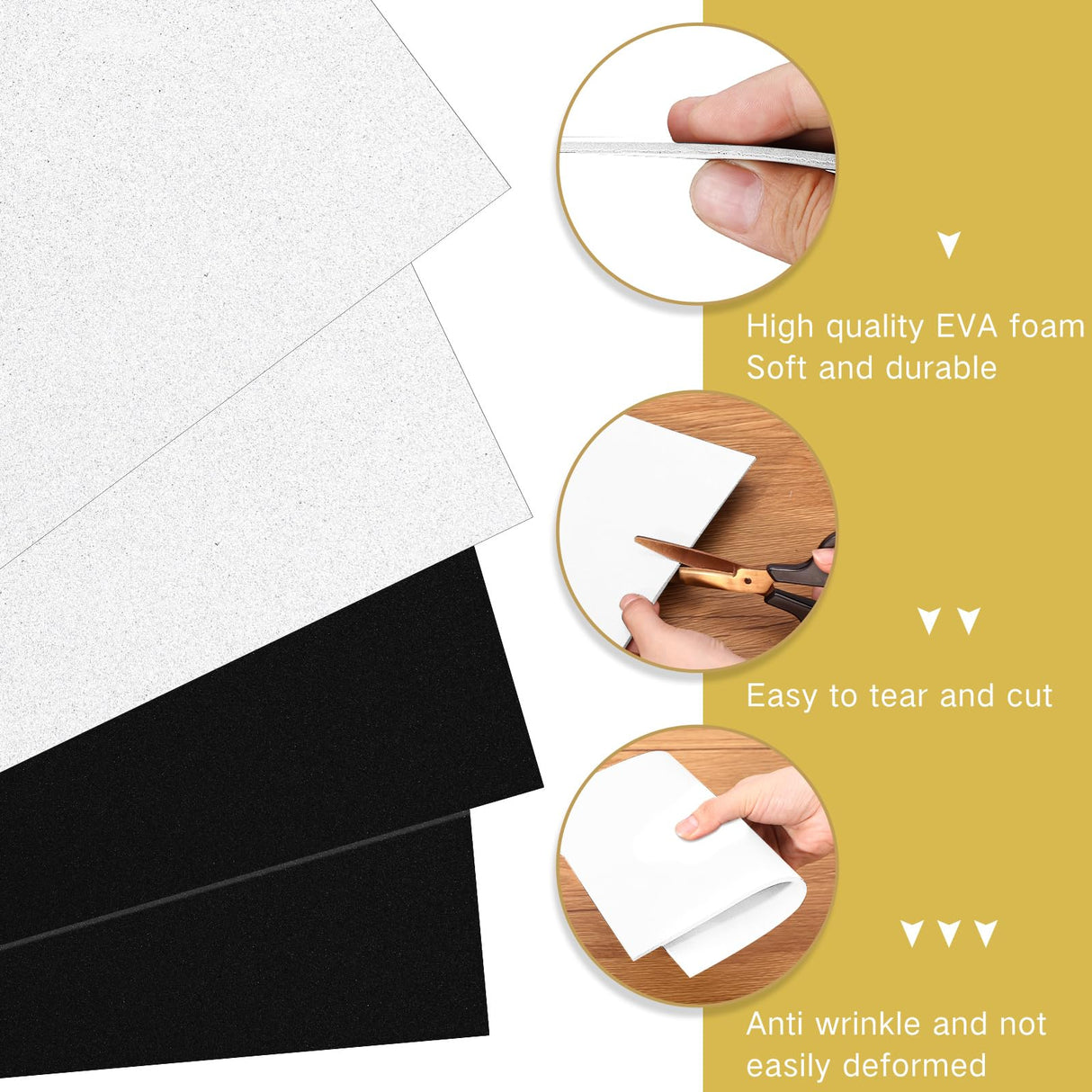 Innconee 30 Pcs Embroidery Puffy Foam 6 x 9 Inch 3mm EVA Foam Sheets for 3D Embroidery Crafts and Arts, Hand Sewing, DIY Projects, Cosplay Costumes, Quilting, Hats, Pillows, Bags (Black,White) Innconee