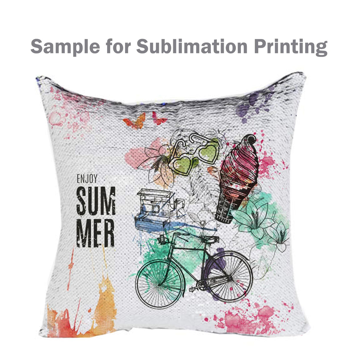 H-E 10pcs* Sublimation Blank Magic Pillow Case Throw Pillow Covers Decorative Square Mermaid Pillowcase Cushion Cover Printing Both Sides 40x40 cm (Silver) H-E