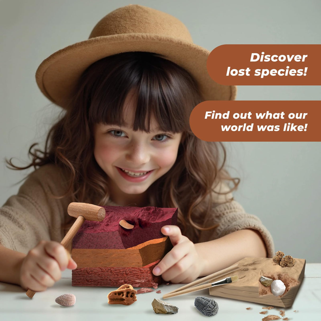 EDUMAN Paleontological Site Fossil Dig Kit for Kids, Dig Up 4 ERAS Ancient Creatures Kit, Archaeology Kits with Rocks and Minerals, Educational Stem Toy for Kids Age 6+, Birthday Gift for Boys Girls EDUMAN