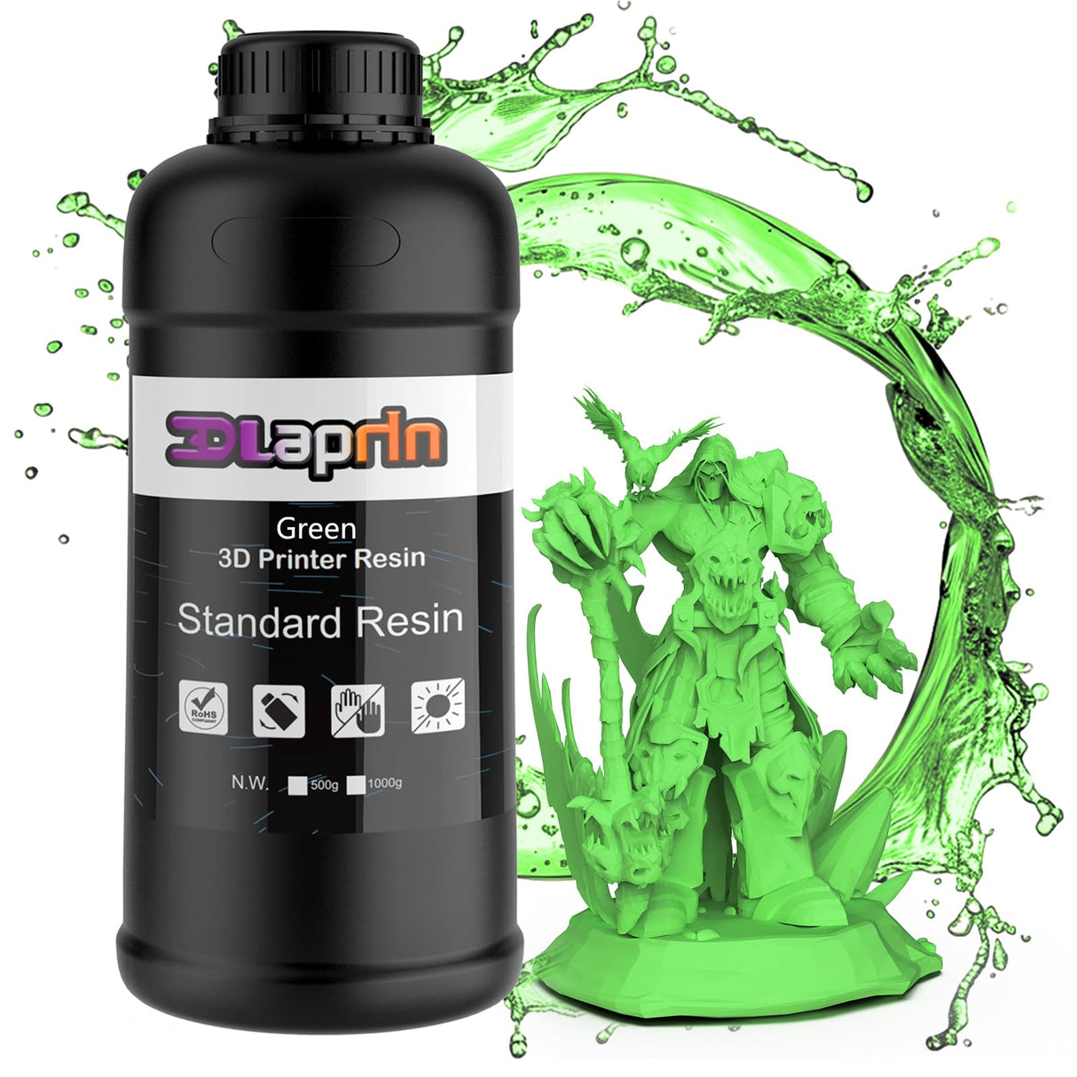 OLAPRIN 3D Printer Resin, Rigid Resin with Clear Details, Fast Curing, High Precision Resin, Low Odor, Widely Compatible with All Resin 3D Printers (Clear Green, 1kg) OLAPRIN