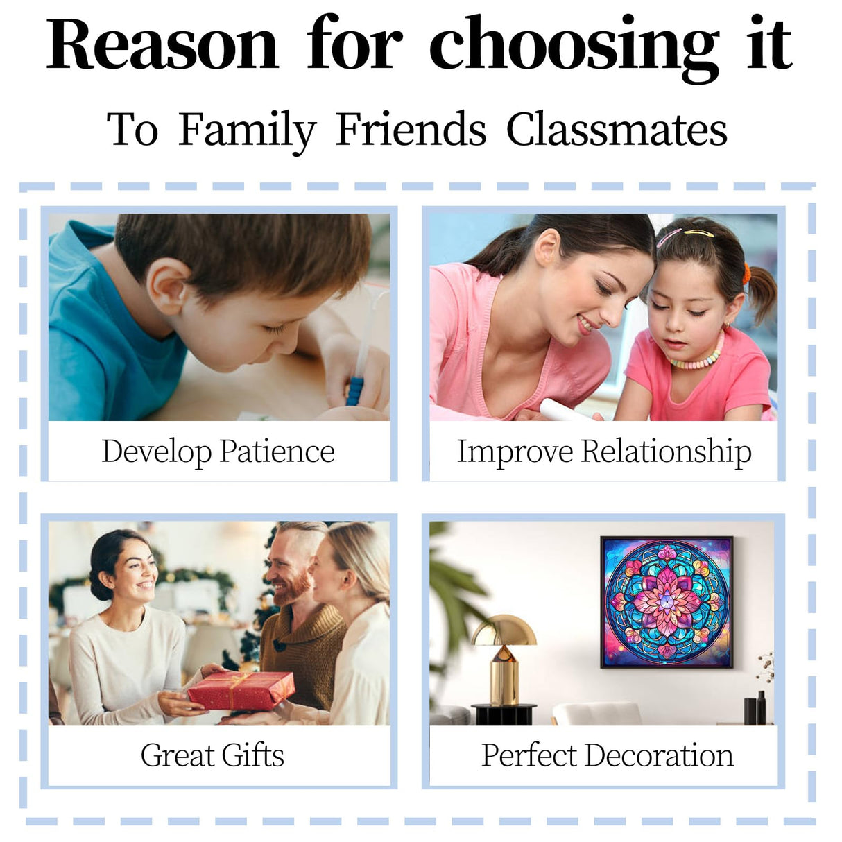 YIYIAH Mandala Diamond Painting Kits for Adults - Diamond Art Kits for Adults -Full Drill Diamond Dots Crafts for Adults - Gem Art for Home Wall Decor Gift YIYIAH