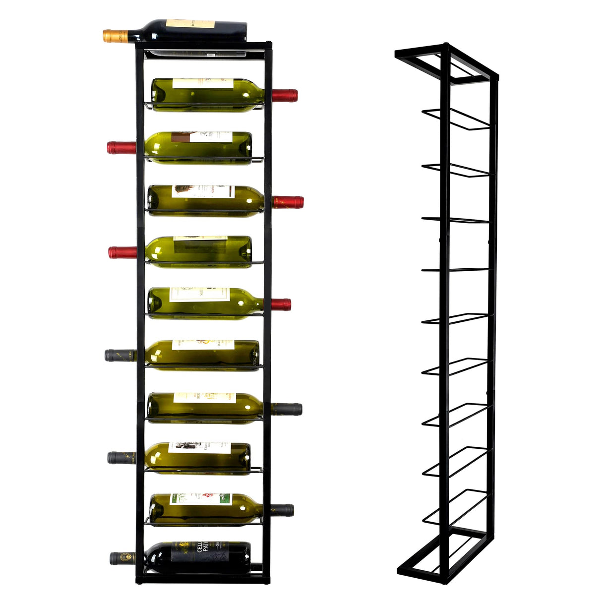 AQAREA Wall Mounted Wine Rack: Metal Hanging 10 Bottle Wine Holder - Black Wine Storage Rack AQAREA
