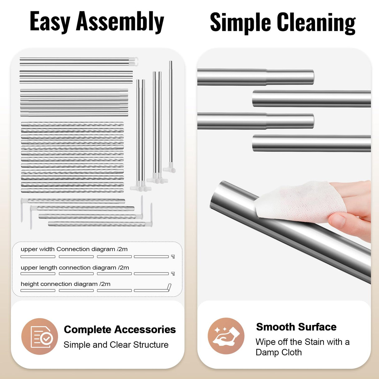 EcoTypee Canopy Bed Frame Queen, Thicken Stainless Steel Bed Canopy Frame, Metal Four Poster Canopy Bed Frame for Metal Bed Mosquito Bed Poles Canopy Frame EcoTypee