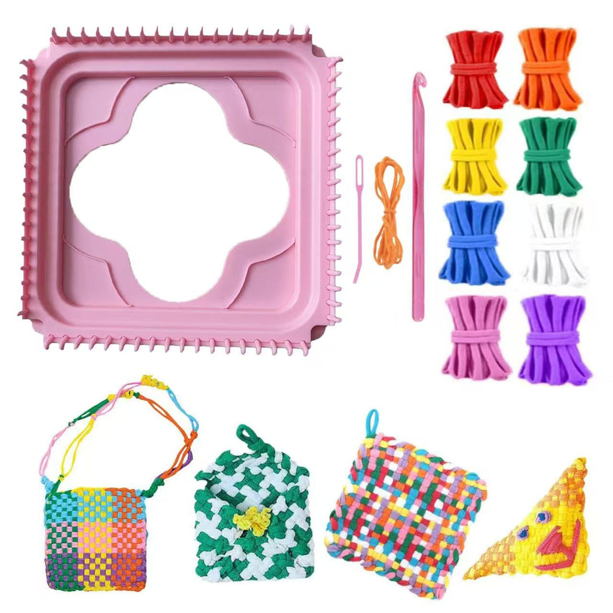 Weaving Loom Kit for Beginners Adults and Kids, DIY Arts and Crafts Gifts for Girls Ages 5 6 7 8-12 13 Potholder Loom Knitting kit for Beginners, Create 6+ Potholders & Crafts with 192 Rainbow Loops Kaaper