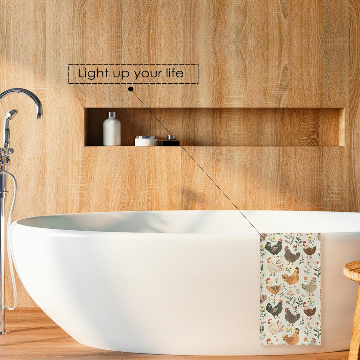 HUGANE Farmhouse Chicken Rooster Kitchen Towels, Chicken Dish Towels, Rooster Decor Hand Towel for Bathroom Kitchen Decor, Cock Mom Lady Gifts, 16x24 Inch HUGANE