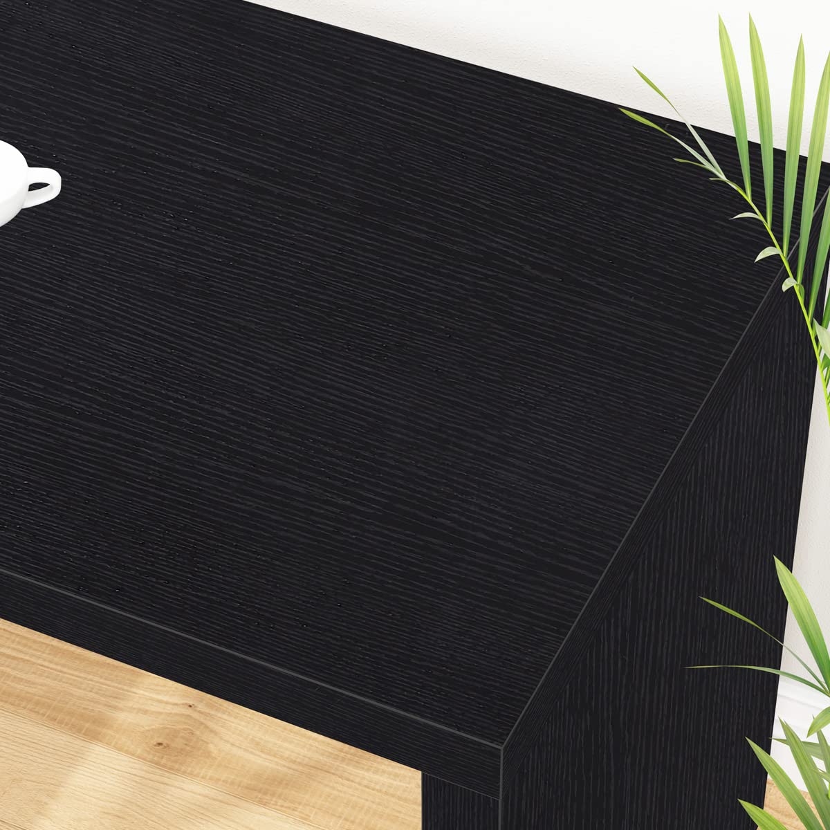 HSH Black L Shaped Desk with Drawers Shelves, 360 Rotating Home Office Desk L Shape with Storage Cabinet, Corner Wood Computer Table for PC Executive Work Study Writing in Bedroom Living Room, 55 in HSH