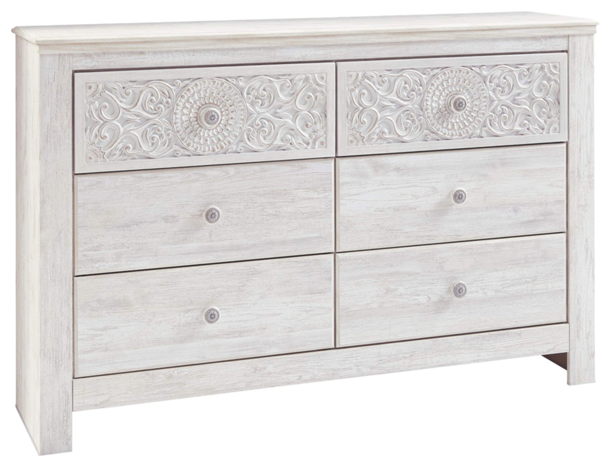 Signature Design by Ashley Paxberry Boho 6 Drawer Dresser, Whitewash Signature Design by Ashley