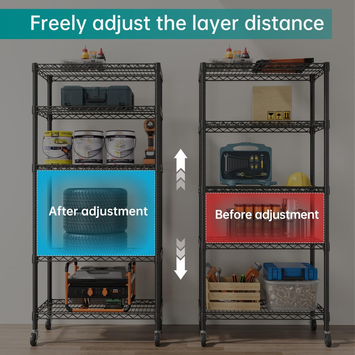 SINGAYE Garage Heavy Duty Shelving Unit Kitchen Pantry Close Home Organizers and Storage Bathroom Shelf Laundry Room Organization Industrial Book Metal Wire Adjustable Shelves SINGAYE