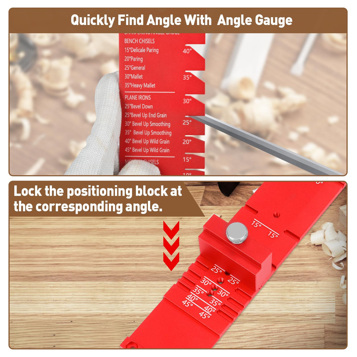 Chisel Sharpening Jig, Wood Honing Guide for Chisels and Planes Width 0.1" to 2.8" with Sharpening Angle Fixture, Angle Gauge from 10° to 45° Gohelper