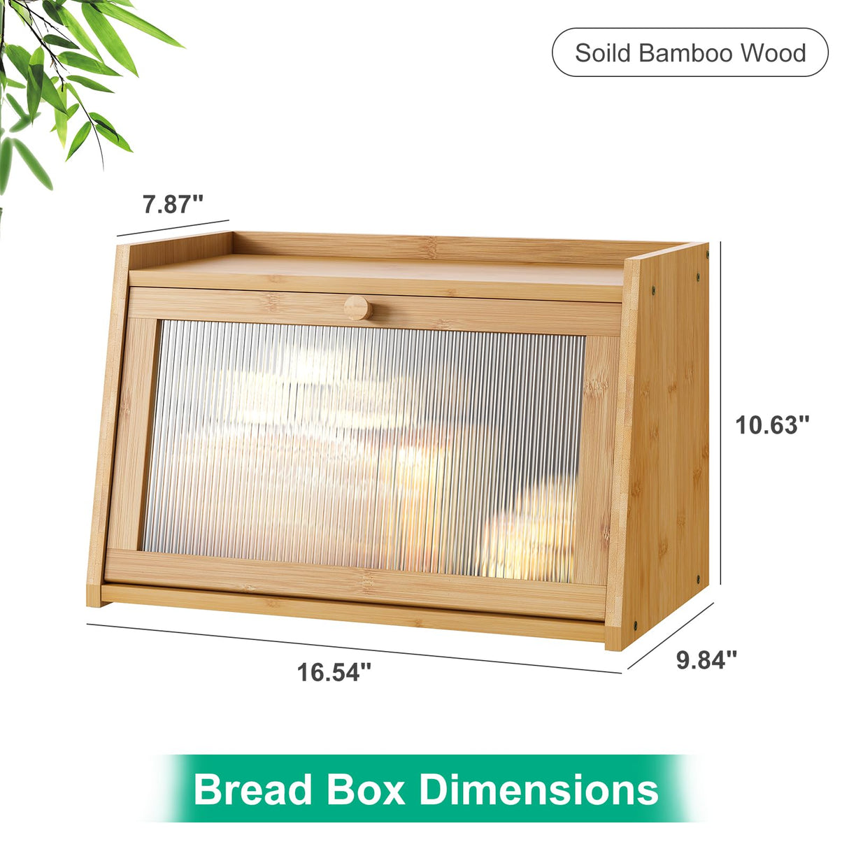 kiplant Bread Box for Kitchen Counter, Large Bamboo Bread Storage Container with Wavy Arcylic Transparent Door, Bamboo Wooden Farmhouse Bread Box for Your House (Natural) kiplant