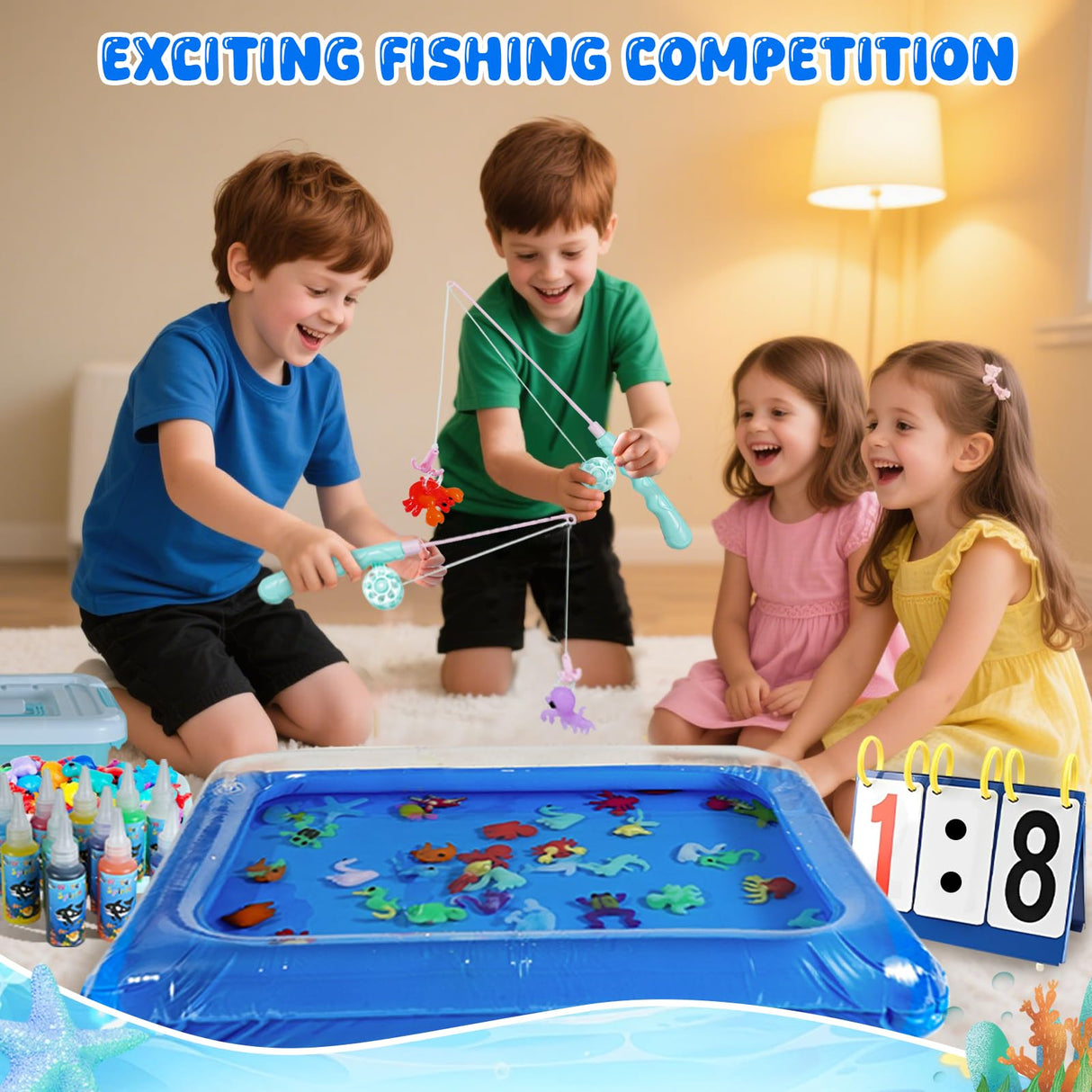 Magic Water Elf Toy Kit,Aqua Fairy Water Gel Kit-16 Magic Gesl&15 Molds-Make Water Pets with Fishing Set - Fun Kids DIY Craft Kit, Birthday Gift & Party Favors for Kids Ages 3+ MaxiBean