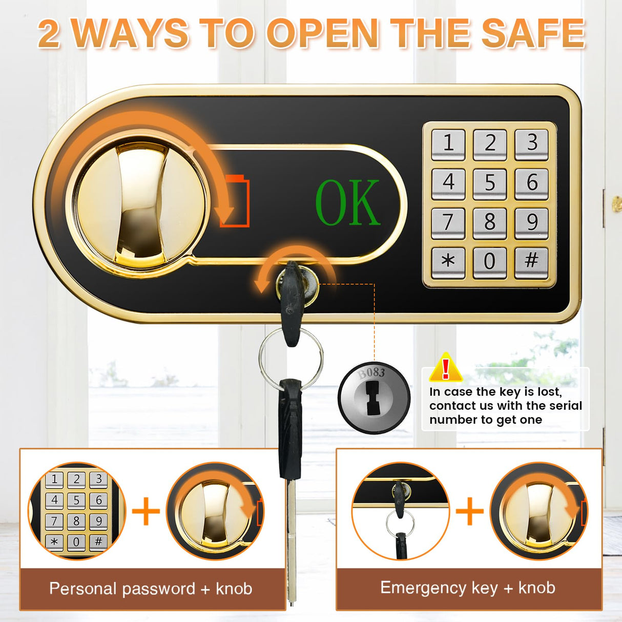 4.0 Cu ft Large Safes for Home Use Fire and Water Proof, Digital Security Fireproof Safe with Combination and Key, 2 Removable Shelves, Anti-Theft Home Safe Box for Document Money Valuables Pisleto