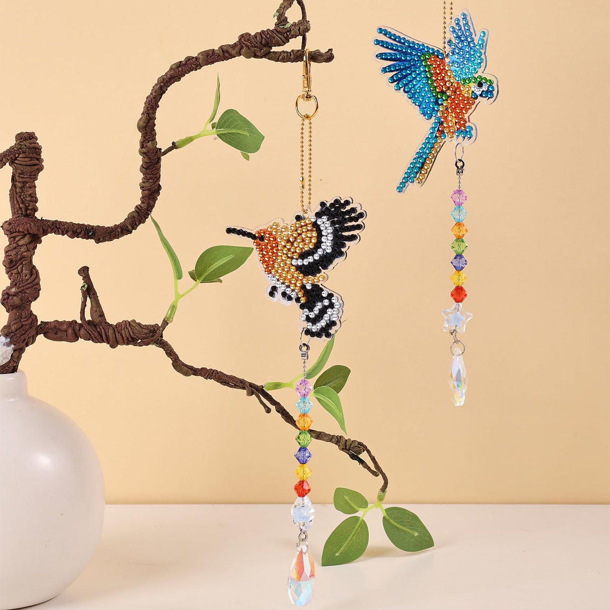 6 Pcs Diamond Painting Wind Chimes Rhinestone Hummingbird Diamond Art Suncatcher Double Sided 5D DIY Diamond Painting Kits for Adults Christmas Ornament Best Gifts for Mom VYRANA