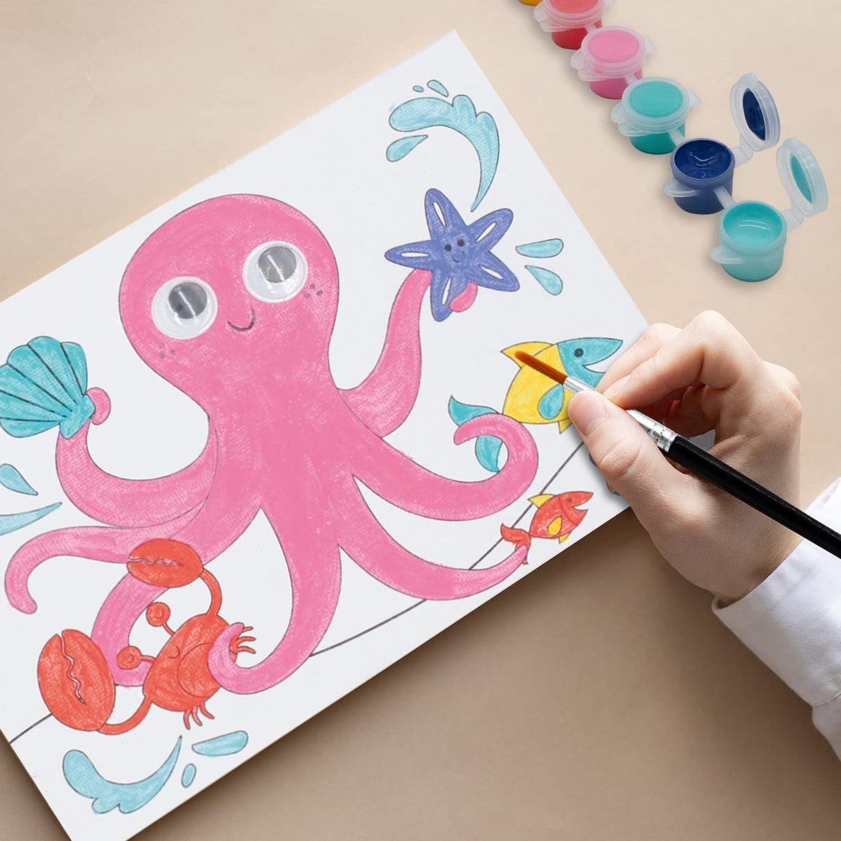 8 Packs 5x7 Pre Drawn Canvas Set,Paint by Numbers for Kids,48 Paints 8 Brushes 2 Easels,Pre-Printed Acrylic Oil Painting Kit Ages 8-12 9-12 4-8 goldentime