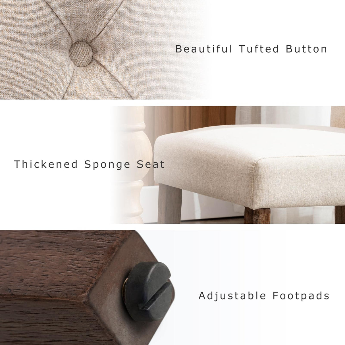 COLAMY 5-Piece Extendable Dining Table Set for 4, 36" Kitchen Round Wood Table with 4 Tufted Dining Room Chairs, Light Brown/Beige COLAMY