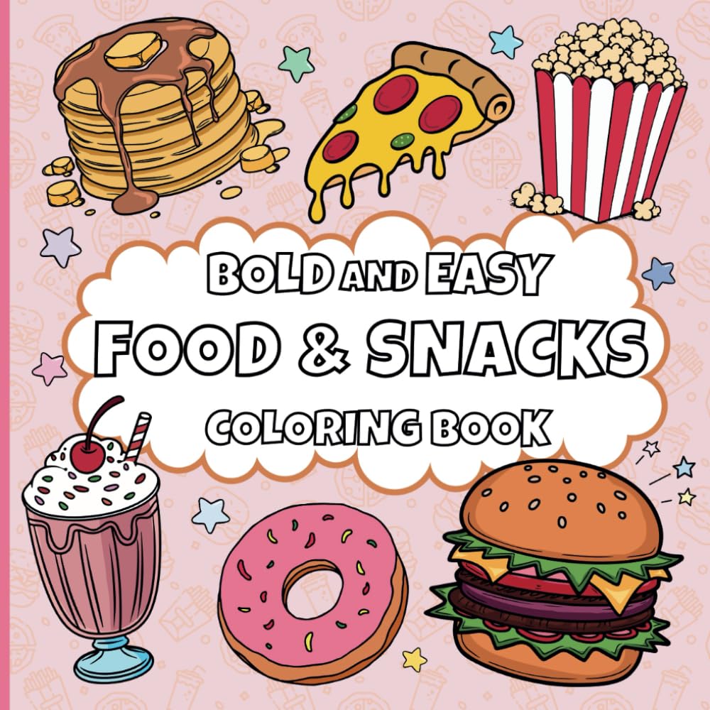 Food and Snacks Bold and Easy Coloring Book: Bold & Easy Coloring Book with Delicious Foods, Tasty Snacks & Fun Treats | 8.5 x 8.5 inches | 50 Bold ... Food Lovers, Holidays & Creative Relaxation WoodArtSupply