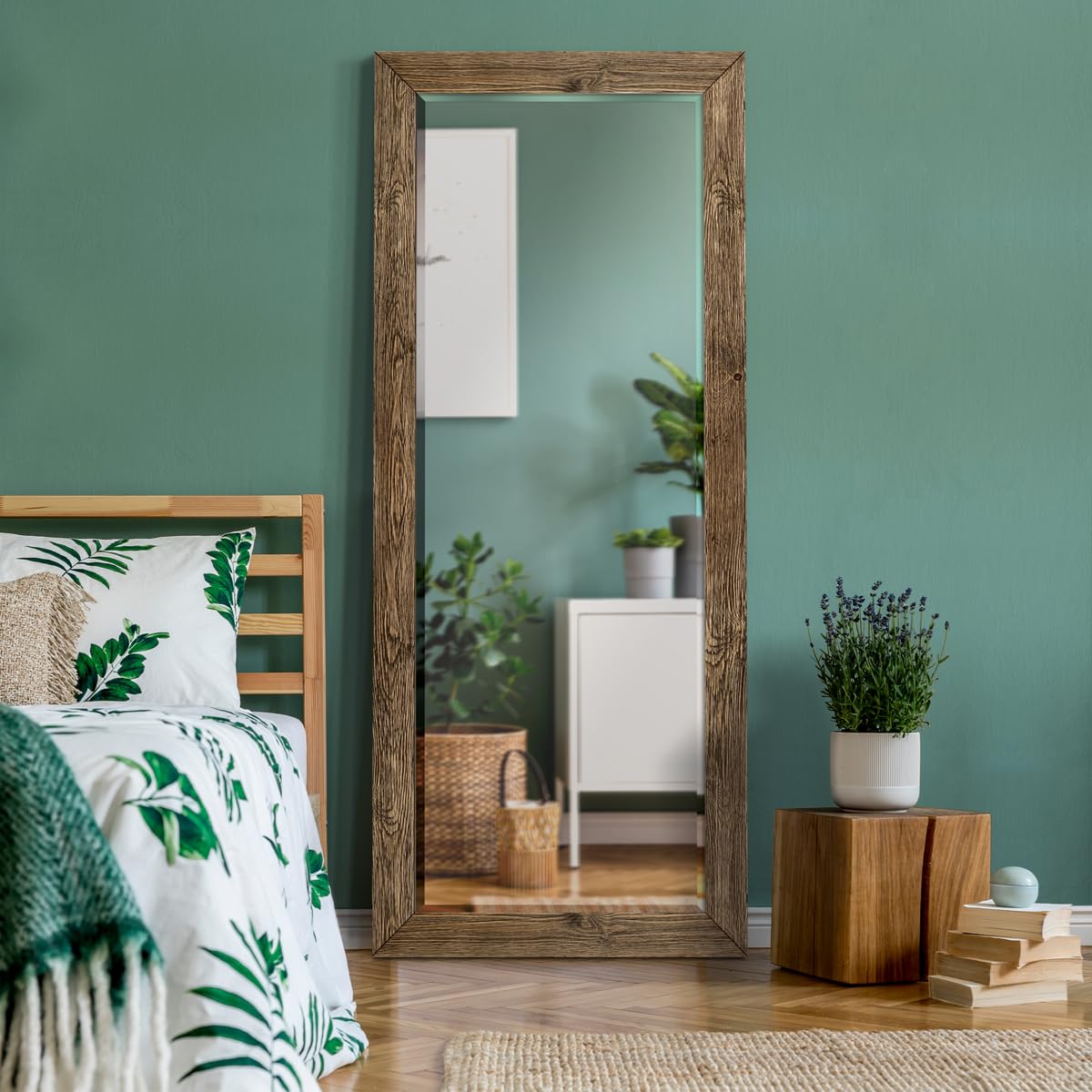 Wexford Home Barnwood Wood Full Length Mirror - Distressed Tonal Walnut (AR2-L05S) WEXFORD HOME