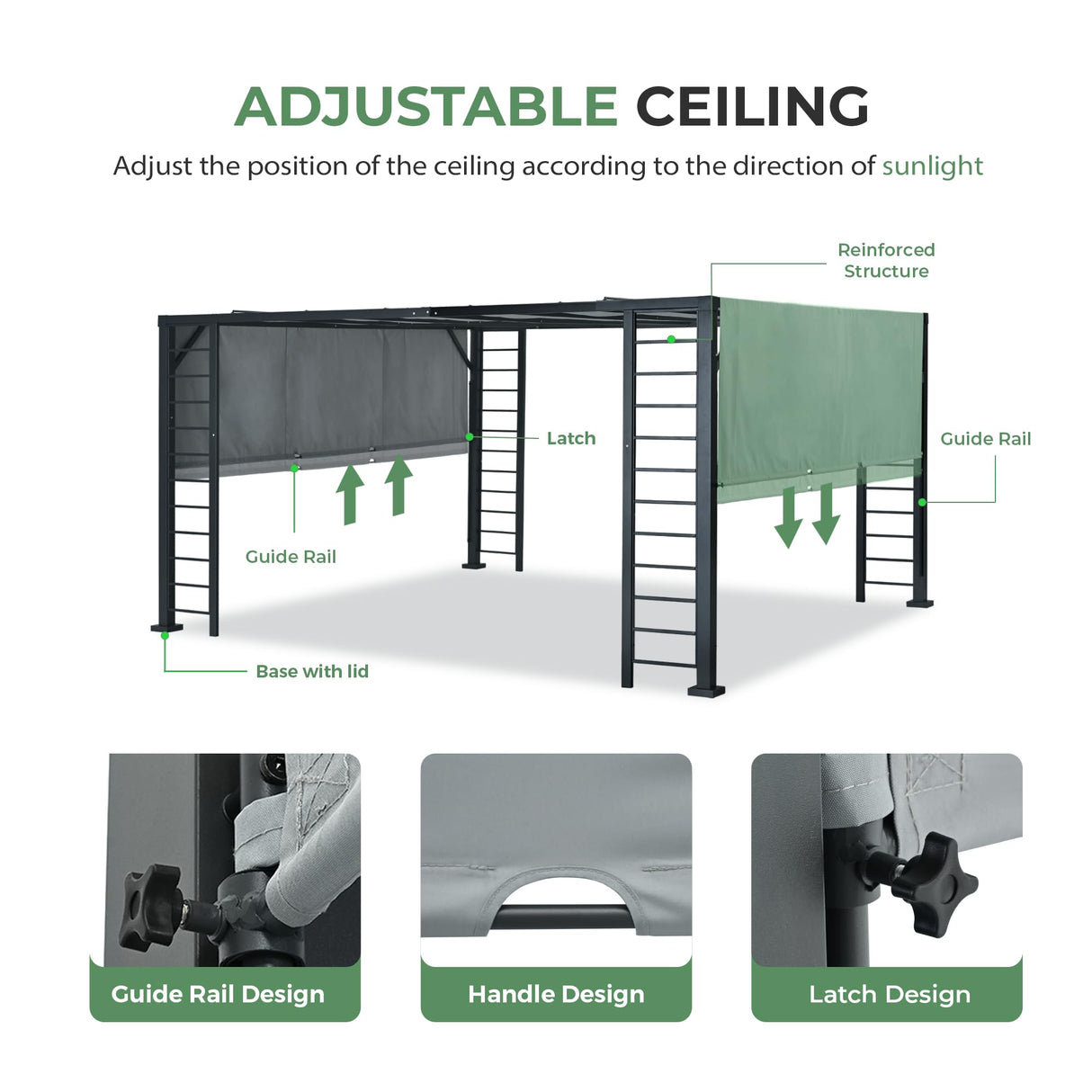 LUXIJOY 10' X 12' Outdoor Retractable Pergola, Aluminum Pergola with Retractable Sun Shade Canopy, Patio Metal Pergola for Deck, Backyard, Garden LUXIJOY