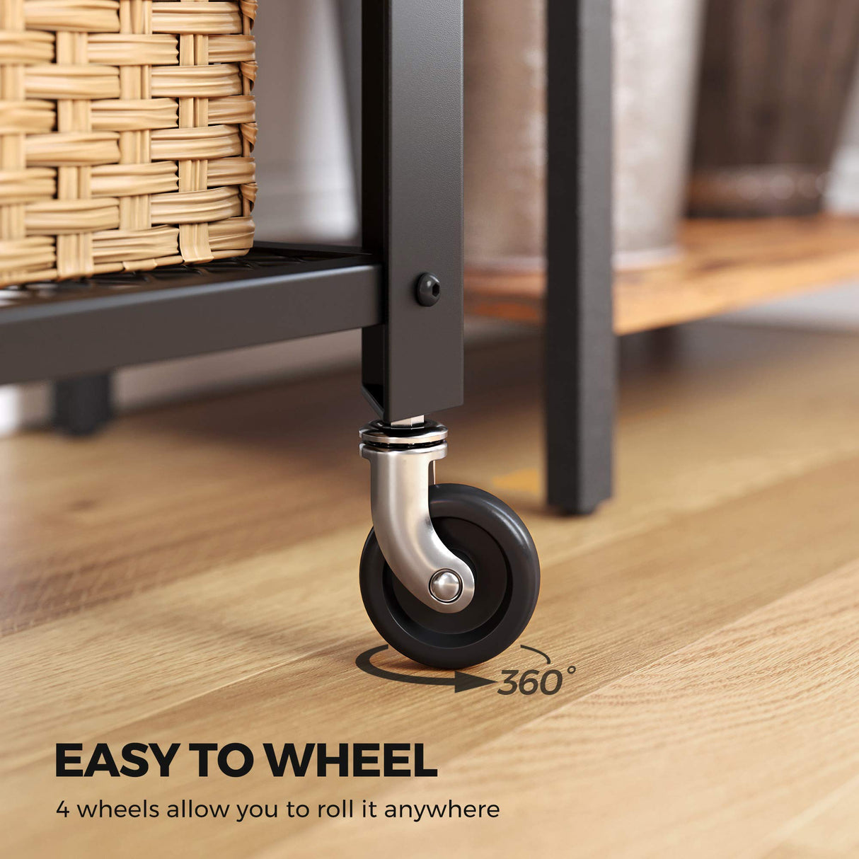 VASAGLE Serving Cart, 3-Tier Bar Cart on Wheels with Storage and Steel Frame, Rustic Brown ULRC78X, 15.7 x 23.6 x 30.6 Inches VASAGLE