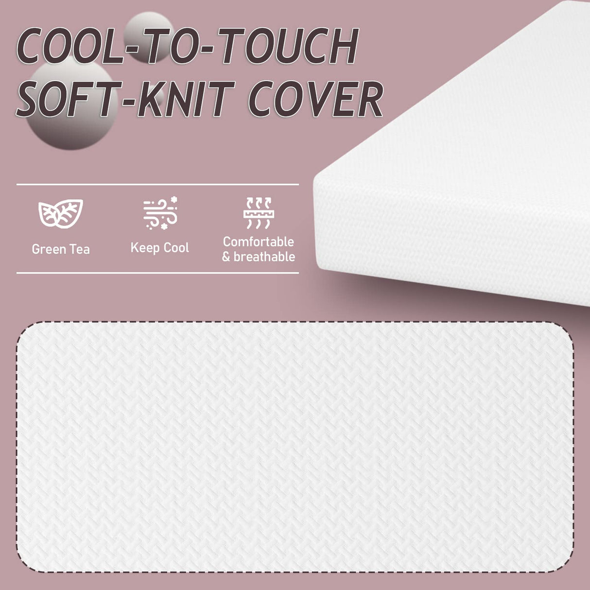 PayLessHere 10 Inch Queen Mattress Green Tea Memory Foam Mattress CertiPUR-US Certified,Removable Soft Cover,Fiberglass Free,Queen mattresses for Bed Frame, Bunk Bed, Trundle, Daybed,White PayLessHere