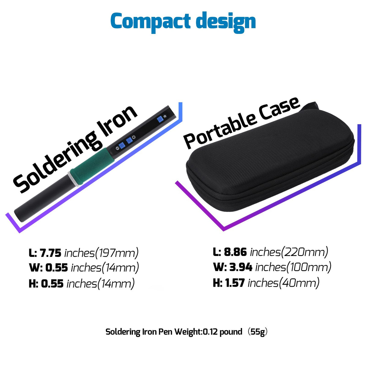 WEP 928D-IV Soldering Iron Kit with Fast Heating with C235 Tip, Dynamic Screen, Compact USB Soldering Iron with Tool Bag, Multi-Functional Cover, Type-C Charging, Sleep Mode, PD/QC Protocols WEP