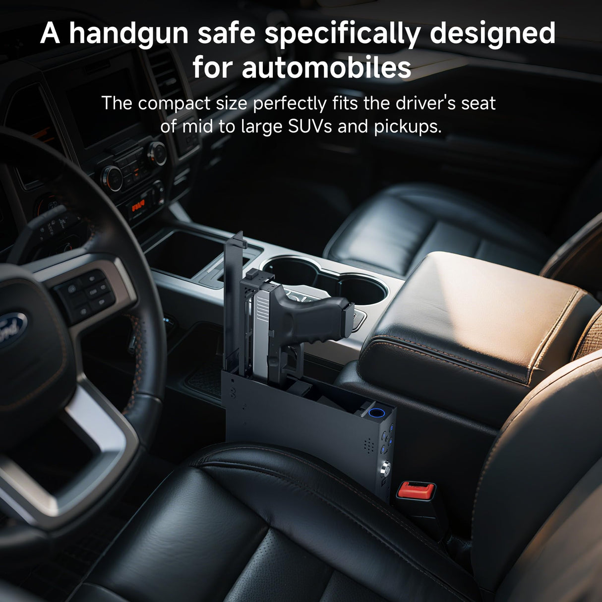 Eamiruo Vehicle Gun Safe for Handgun with Fingerprint, Keypad Lock, Key, Biometric Car Gun Safe for Pickup, SUV, Truck, Sedan and Hatchback, Quick Access Pistol Safe for Nightstand Beside EAMIRUO