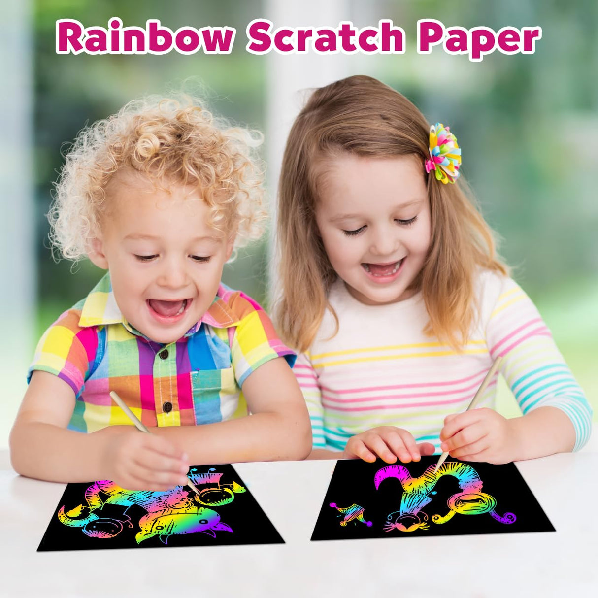 ZMLM Scratch Art Crafts Girls Gifts, 50 Rainbow Scratch Paper Art Gifts for 3 4 5 6 7 8 9 10 Years Old Girls and Boys Kids, Arts and Crafts for Kids 4-6 Birthday Toys and Games Activities Gift (Pink) ZMLM