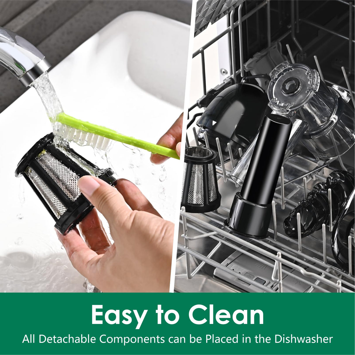 Slow Masticating Juicer,Brecious Cold Press Juicer with 2 Speed Modes & Quiet Motor,Juicer Machines Vegetable and Fruit with Reverse Function,Celery Juicer,BPA-Free,Easy to Clean (Black) BRECIOUS