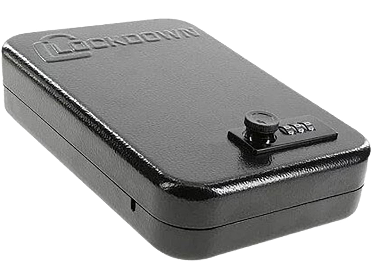 Lockdown Combination Full Size Handgun Vault with All Steel Construction, TSA Approval and California DOJ Certification for Secure Storage and Travel, Black Lockdown