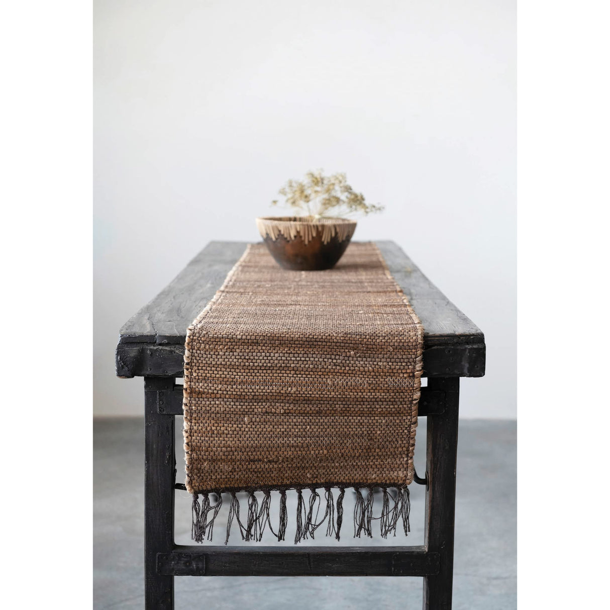 Creative Co-Op Reclaimed Wood Folding, Distressed Blackwashed Finish Console Table, 66" L x 24" W x 33" H, Black Creative Co-Op