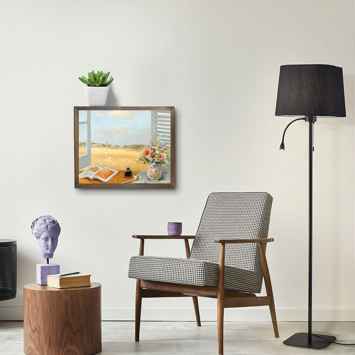 Hidden Wall Gun Safe for Home,BRXOZLE Solid Wooden Hidden Gun Storage,Indoor Concealment Furniture Upgraded 2 in1 Handgun Shelf Picture Frames Box for Home Pistols Handgun Valuables WoodArtSupply