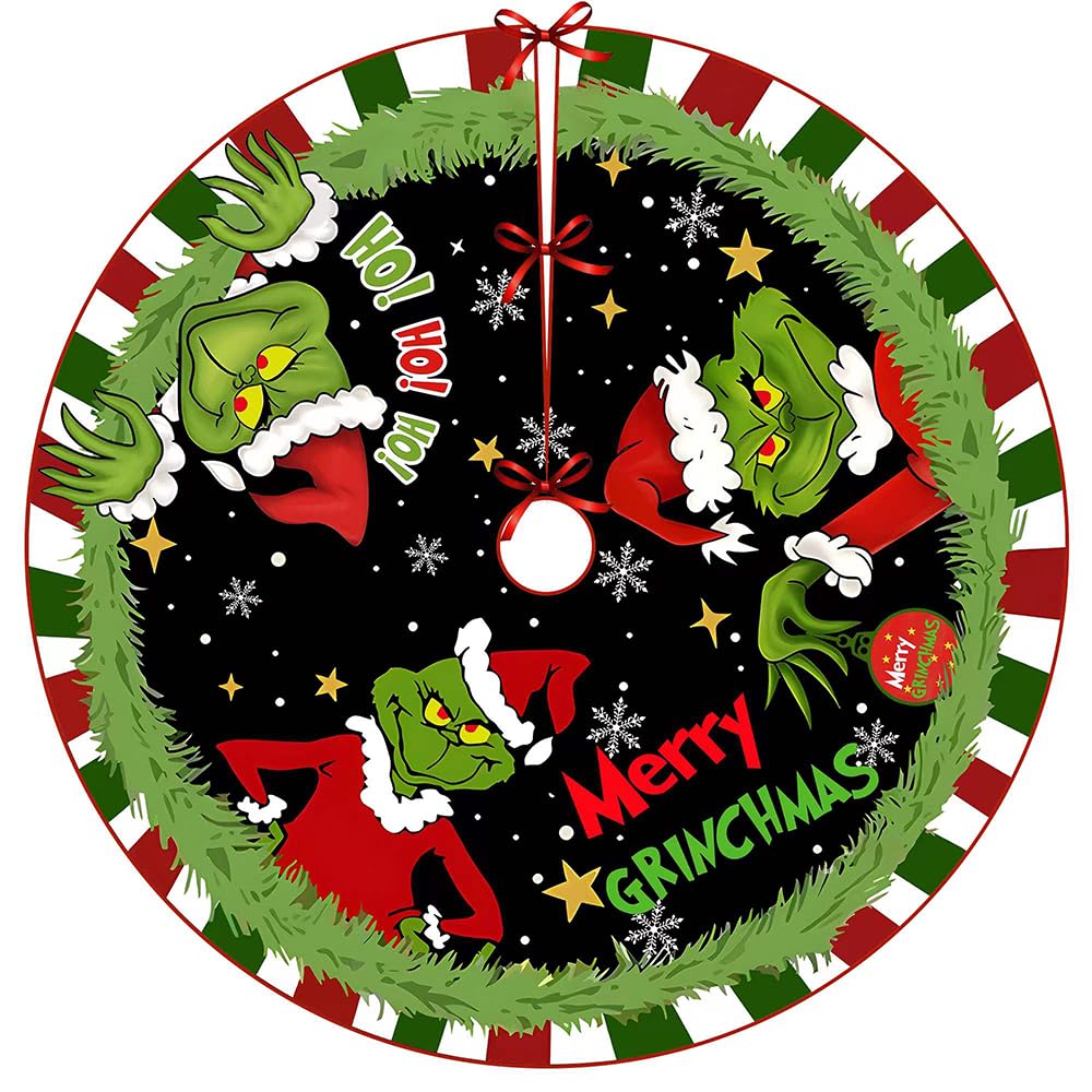 Christmas Tree Skirt 48 Inches Tree Skirts, Large Christmas Decor Mat for Decor Holiday Party Indoor Outdoor Wvapzwr