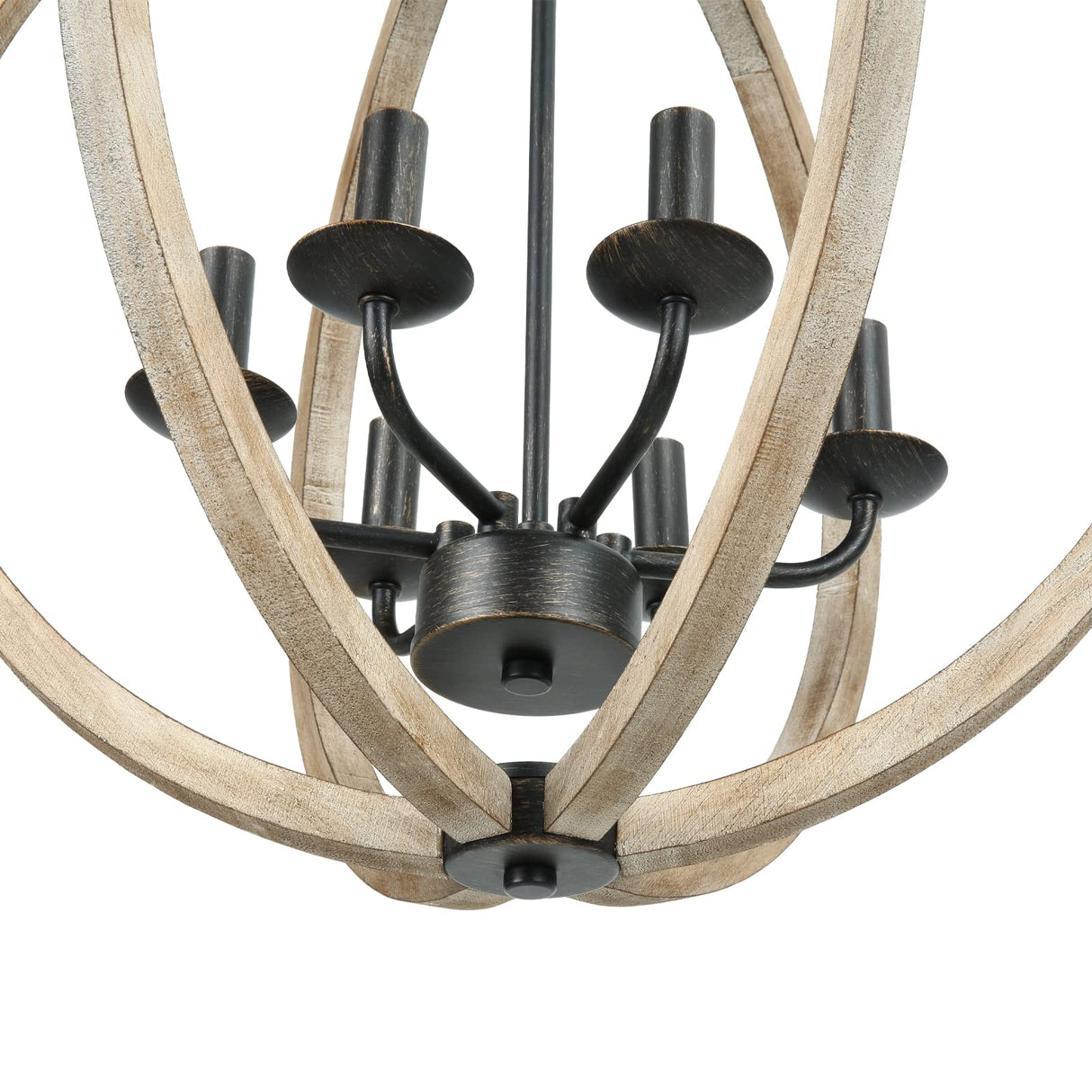 Eco-homely 6 Lights Farmhouse Chandelier - Orb Rustic Wooden Globe Chandelier for Kitchen Island, Foyer, Bedroom and Living Room (20 Inches, 6 Light) Eco-homely