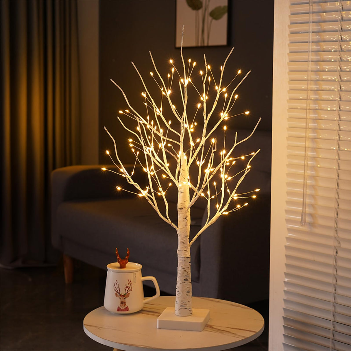Hbaushun 144 LED Birch Tree Light,Tabletop Bonsai Fairy Light Spirit Tree,DIY Artificial Tree Lamp with Timer USB/Battery Powered for Bedroom Christmas Home, Wedding, Holiday Decor (Warm White) Hbaushun